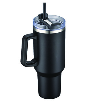 40 oz Wihte Tumbler with Handle and Straw Lid, Double Wall Vacuum